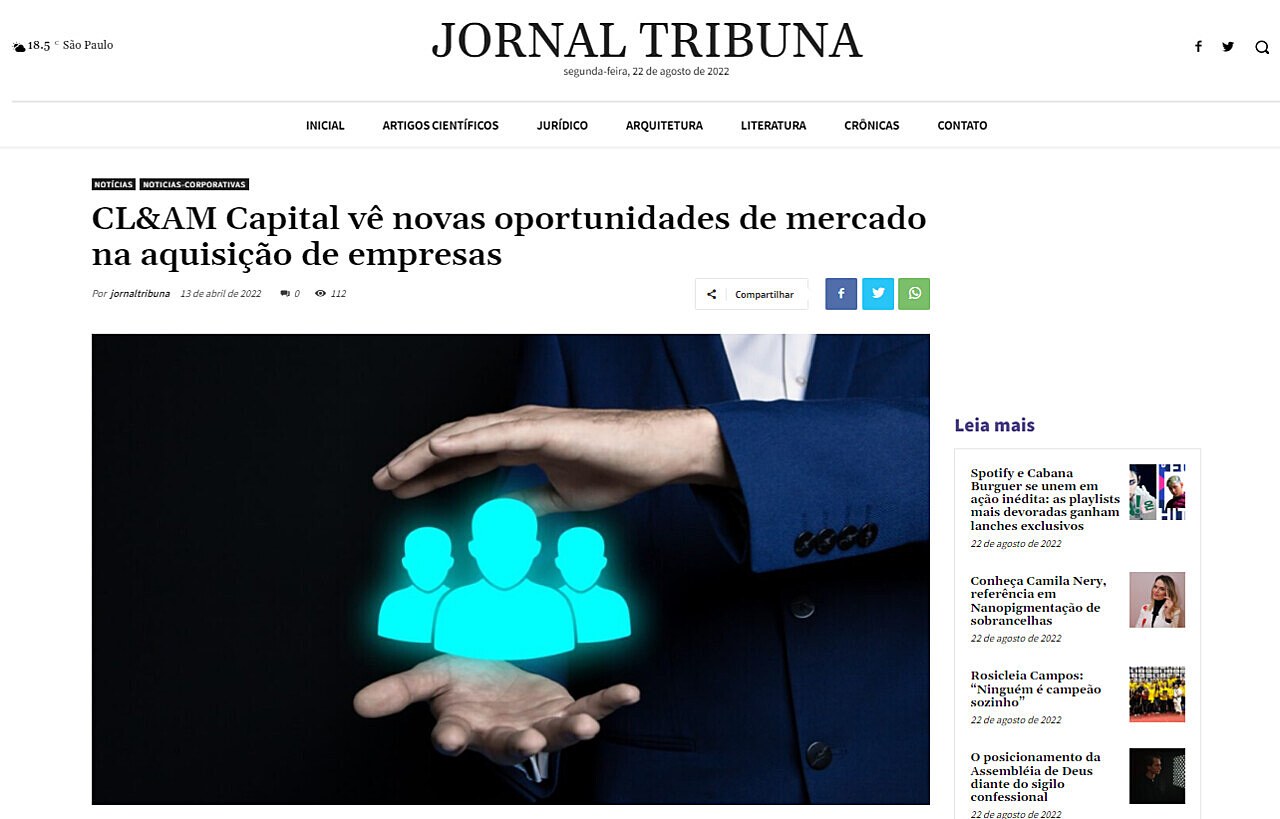 CL&AM Capital v novas oportunidades de mercado na aquisio de empresas